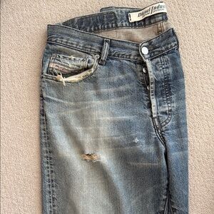 Diesel Blue Straight Jeans with Vintage Fading